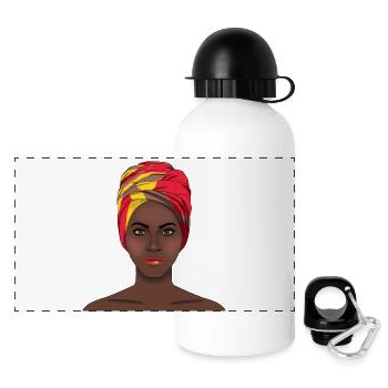 Bold African Woman Art with Vibrant Color Headwrap - Panoramic Thermal Bottle with Lid 500 ml - white - Front