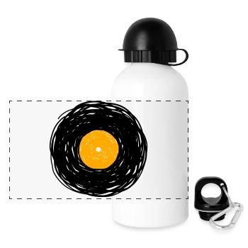 Vinyl Album Doodle Lines Sketch - Panoramic Thermal Bottle with Lid 500 ml - white - Front