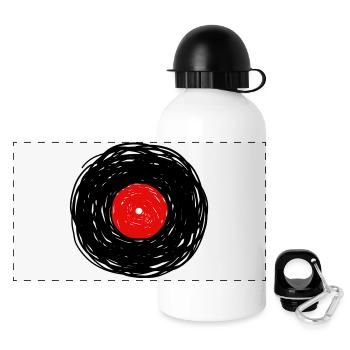 Vinyl Album Doodle Lines Sketch - Panoramic Thermal Bottle with Lid 500 ml - white - Front