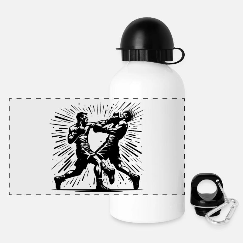 Fist meets chin boxing like in the old days - Panoramic Thermal Bottle with Lid 500 ml - white