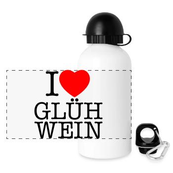 i love Gluehwein Weihnachten - Panorama Trinkflasche mit Deckel 500 ml - Weiß - Vorne