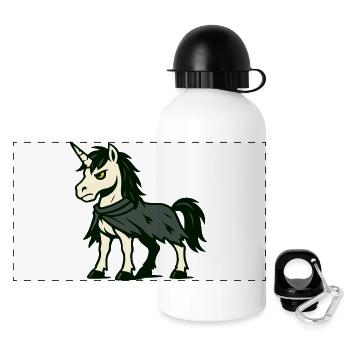 Dunkler, abtrünniger Einhorn mit zerfetztem Umhang-Schleichen - Panorama Trinkflasche mit Deckel 500 ml - Weiß - Vorne