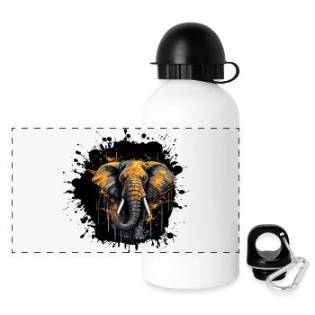 Elefant Splash - Panorama Trinkflasche mit Deckel 500 ml - Weiß - Vorne