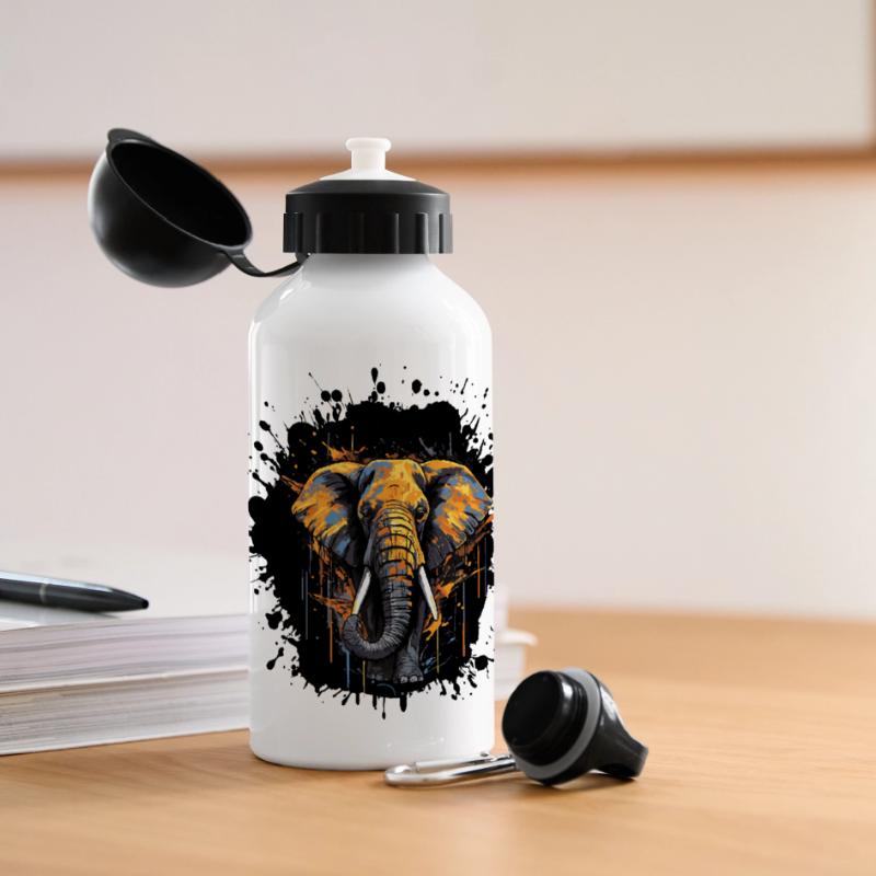 Éclaboussure d’éléphant Gourde panoramique avec couvercle 500 ml
