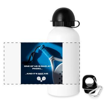Padel Spruch Tee - Panorama Trinkflasche mit Deckel 500 ml - Weiß - Vorne