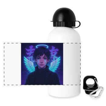 Cyberpunk Angel E-Boy Y2K Synthwave Art - Panoramic Thermal Bottle with Lid 500 ml - white - Front