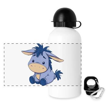 Blue cute Plush Donkey - Panoramic Thermal Bottle with Lid 500 ml - white - Front