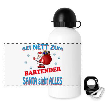 SANTA BARTENDER - Panorama Trinkflasche mit Deckel 500 ml - Weiß - Vorne