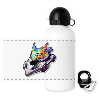 Neon Rennhelm Drachenstil - Panorama Trinkflasche mit Deckel 500 ml - Weiß - Vorne
