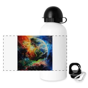 Erde im Farbenzauber - Panorama Trinkflasche mit Deckel 500 ml - Weiß - Vorne