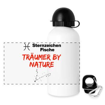 Sternzeichen Fische, Träumer by Nature, Geburtstag - Panorama Trinkflasche mit Deckel 500 ml - Weiß - Vorne
