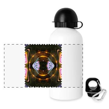 Feuriges Kaleidoskop Mandala - Panorama Trinkflasche mit Deckel 500 ml - Weiß - Vorne
