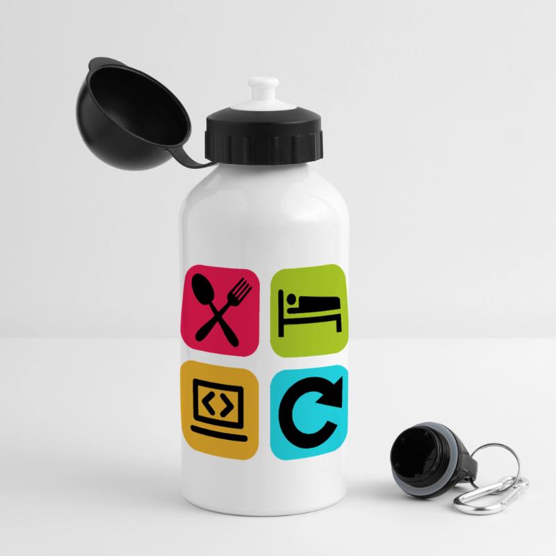 Eat Sleep Program Repeat Funny Quote Code Panoramic Thermal Bottle with Lid 500 ml