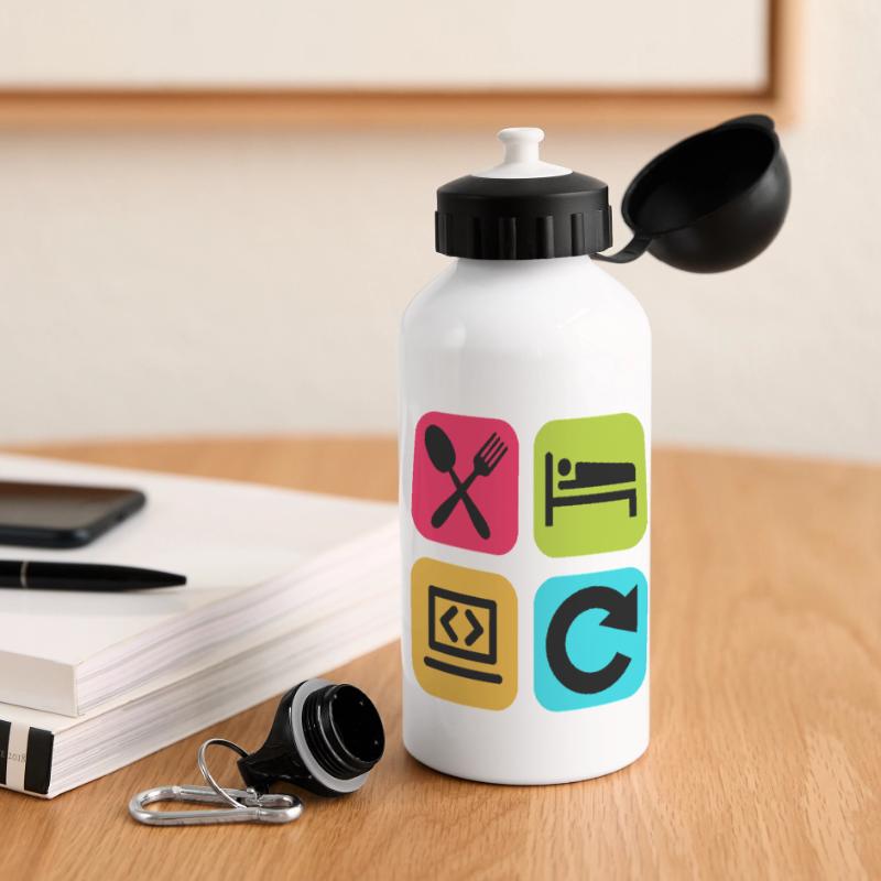 Eat Sleep Program Repeat Funny Quote Code Panoramic Thermal Bottle with Lid 500 ml