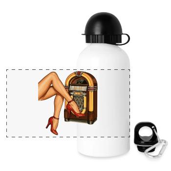 Rockabilly des années 50 Talons Épinglés Jambes Épinglées Jukebox Rétro - Gourde panoramique avec couvercle 500 ml - blanc - Devant