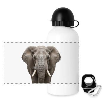 Elephant Portrait Majestic Wildlife Design - Panoramic Thermal Bottle with Lid 500 ml - white - Front