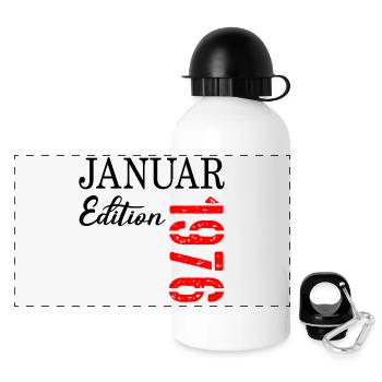 51. Geburtstag Januar 1976 - Panorama Trinkflasche mit Deckel 500 ml - Weiß - Vorne