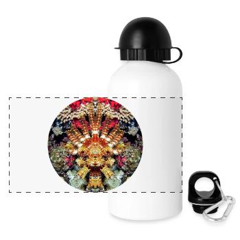 Wasserwesen Korallen Mandala - Panorama Trinkflasche mit Deckel 500 ml - Weiß - Vorne