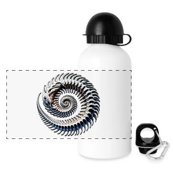 Fantasy Fossil Spiral Bony Fish Metamorphosis - Panoramic Thermal Bottle with Lid 500 ml - white - Front