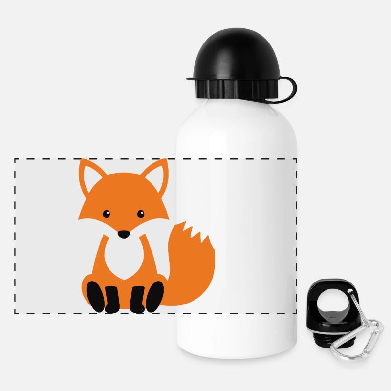 Cute sitting fox minimalist style - Panoramic Thermal Bottle with Lid 500 ml - white