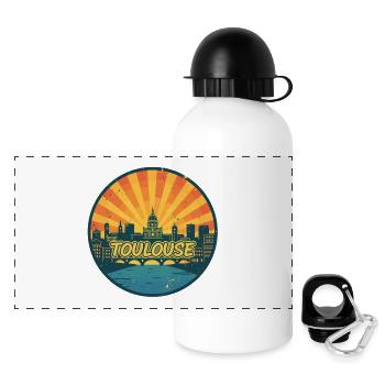 Toulouse City Skyline Pink City Retro Abzeichenkunst - Panorama Trinkflasche mit Deckel 500 ml - Weiß - Vorne