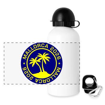 Mallorca 2026 - Panorama Trinkflasche mit Deckel 500 ml - Weiß - Vorne