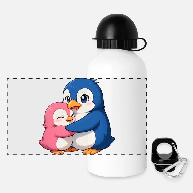 Cuddly penguin friends - Panoramic Thermal Bottle with Lid 500 ml - white