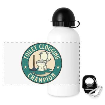 Champion du bouchon des toilettes : humour audacieux dans la salle de bain - Gourde panoramique avec couvercle 500 ml - blanc - Devant