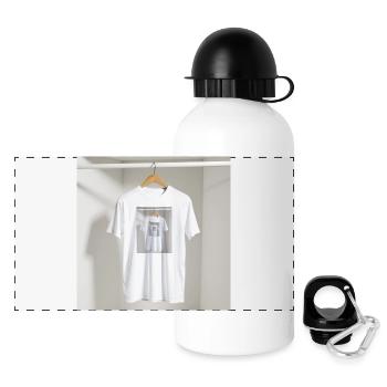 Gerahmtes Spiegel-T-Shirt - Panorama Trinkflasche mit Deckel 500 ml - Weiß - Vorne