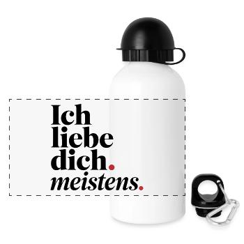 Ich liebe dich meistens - Typografie roter Akzent - Panorama Trinkflasche mit Deckel 500 ml - Weiß - Vorne