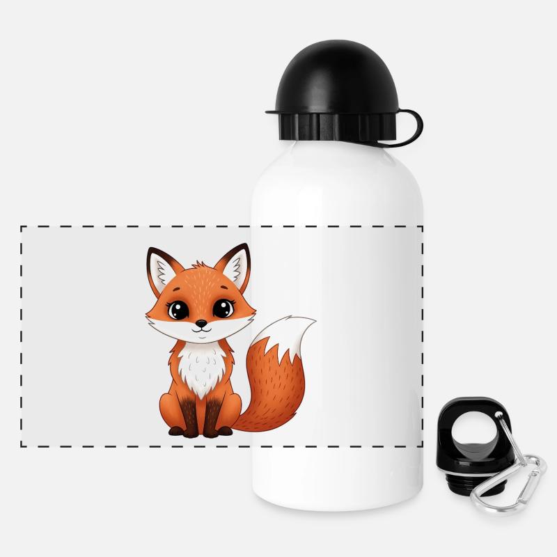 Cute fox in cartoon style - Panoramic Thermal Bottle with Lid 500 ml - white