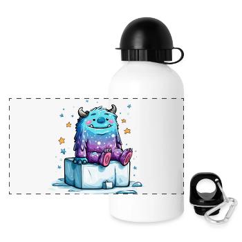 Monstre cosmique câlin sur des blocs de glace - Gourde panoramique avec couvercle 500 ml - blanc - Devant