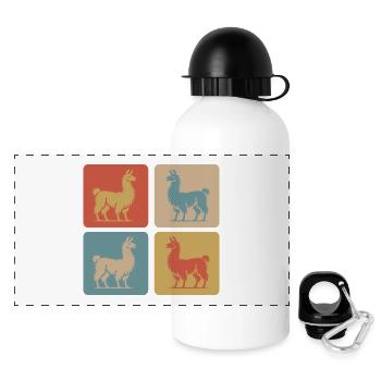 Lama Pop Art Retro - Panorama Trinkflasche mit Deckel 500 ml - Weiß - Vorne