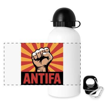Antifa - Produits dérivés antifascistes - Gourde panoramique avec couvercle 500 ml - blanc - Devant
