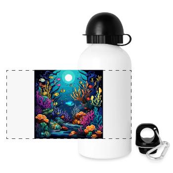 Korallenriff Unterwasserwelt - Panorama Trinkflasche mit Deckel 500 ml - Weiß - Vorne