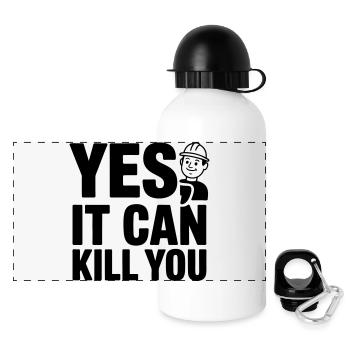 Industrial Electrician Funny Saying Electrics - Panoramic Thermal Bottle with Lid 500 ml - white - Front