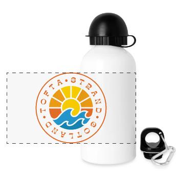 Tofta Strand Gotland, Sonne und Wellen - Panorama Trinkflasche mit Deckel 500 ml - Weiß - Vorne