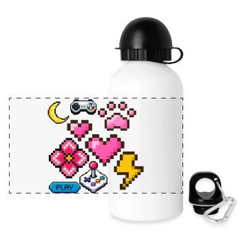 Pixel Game - Panoramic Thermal Bottle with Lid 500 ml - white - Front