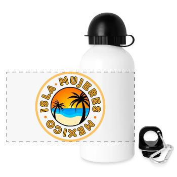Isla Mujeres Sunset Palm Abzeichen - Panorama Trinkflasche mit Deckel 500 ml - Weiß - Vorne