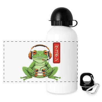 Japanese Gamer Frog Art Men Women Boys Funny  - Panorama Trinkflasche mit Deckel 500 ml - Weiß - Vorne