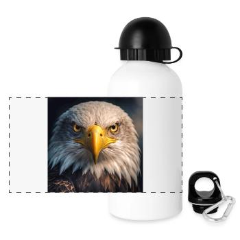 Eagle in close-up: Golden Gaze - Panoramic Thermal Bottle with Lid 500 ml - white - Front