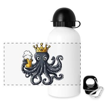 Octopus Beer King - Panoramic Thermal Bottle with Lid 500 ml - white - Front