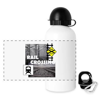 RAIL CROSSING - Panorama Trinkflasche mit Deckel 500 ml - Weiß - Vorne
