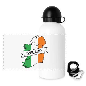 Irland-Karten-Trikolore-Band - Panorama Trinkflasche mit Deckel 500 ml - Weiß - Vorne