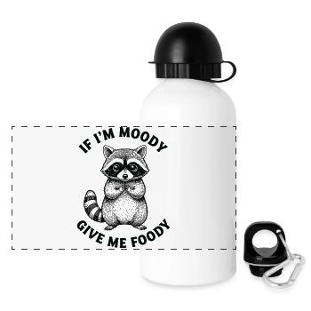 Moody Raccoon Foodie Tee - Panoramic Thermal Bottle with Lid 500 ml - white - Front