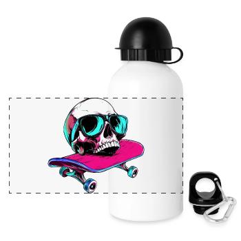 Skull Skateboard - 1990 - Panoramic Thermal Bottle with Lid 500 ml - white - Front
