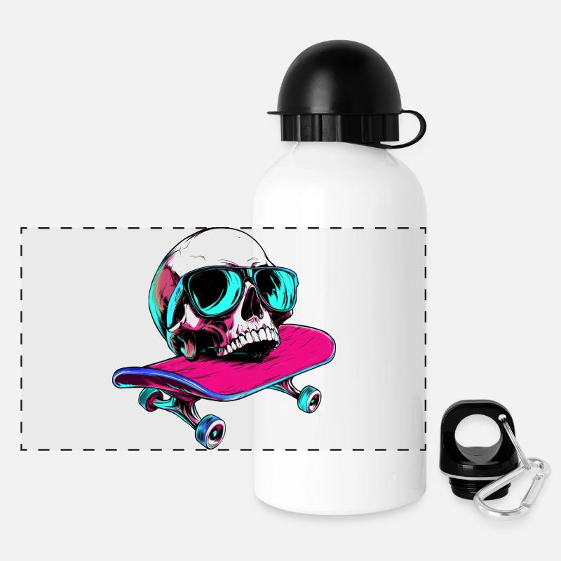 Skull Skateboard - 1990 - Panoramic Thermal Bottle with Lid 500 ml - white