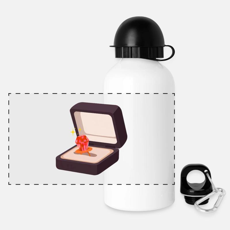 Candy Ring Proposal Engagement Marry Wedding - Panoramic Thermal Bottle with Lid 500 ml - white