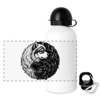Eurasier | Yin Yang | Hintergrund Material - Panorama Trinkflasche mit Deckel 500 ml - Weiß - Vorne