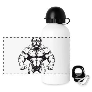 Hund Beast Muskeln - Panorama Trinkflasche mit Deckel 500 ml - Weiß - Vorne